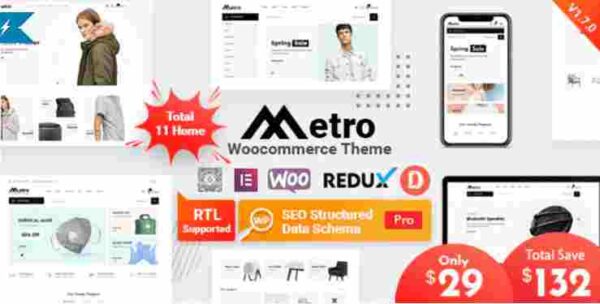Metro Theme GPL Minimal WooCommerce WordPress Websites