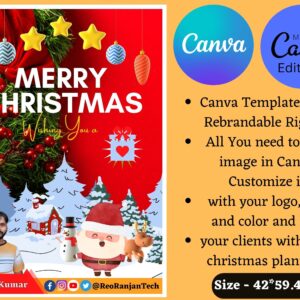 Merry Christmas Poster Templates Canva Editable | Holiday Instagram Templates | Christmas New Year 2023 Instagram Feed | Canva Designs