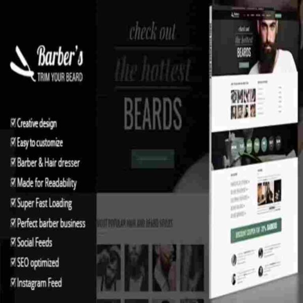 Barber GPL Theme – Hair, Tattoo & Beauty Salons WordPress Theme