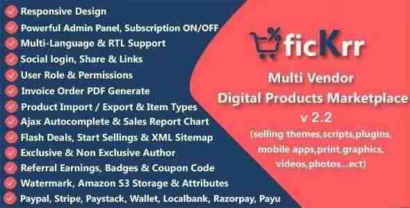 ficKrr GPL Multi Vendor Digital Products Marketplace with Subscription ON OFF