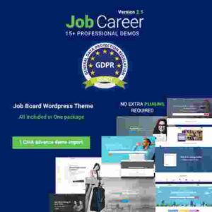 JobCareer Job Board Responsive WordPress Theme with All Plugins
