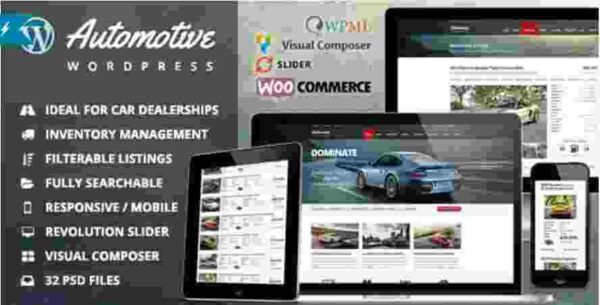 Automotive Theme GPL Car Dealership Business WordPress Theme