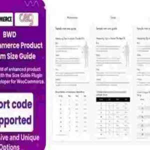 BWD Product Custom Size Guide GPL For WooCommerce