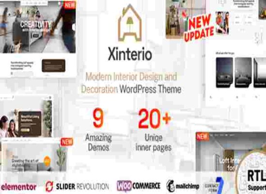 Xinterio Theme GPL Interior Design WordPress Theme + RTL